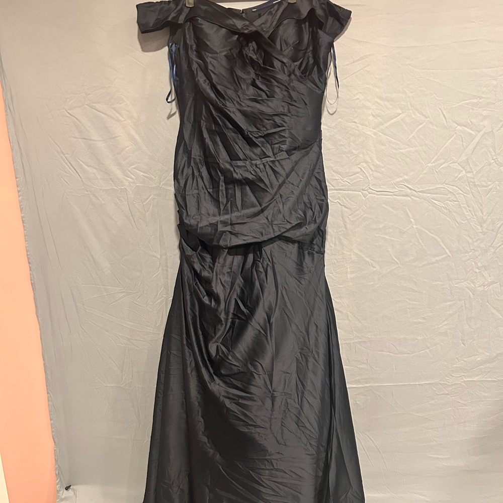 La Femme Black Off-Shoulder Maxi Dress